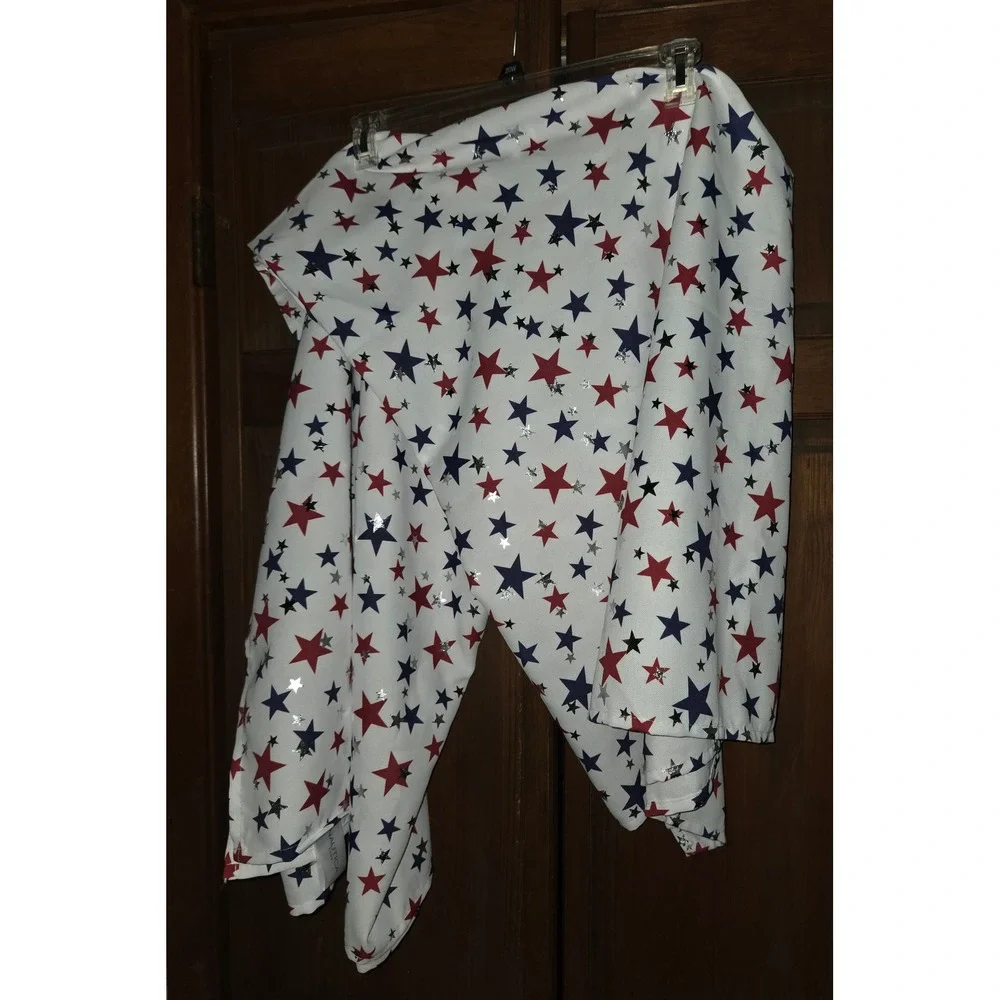 Nautica Home Tablecloth 80 x 60  Americana White Red Blue‎ Stars 4th of July EUC